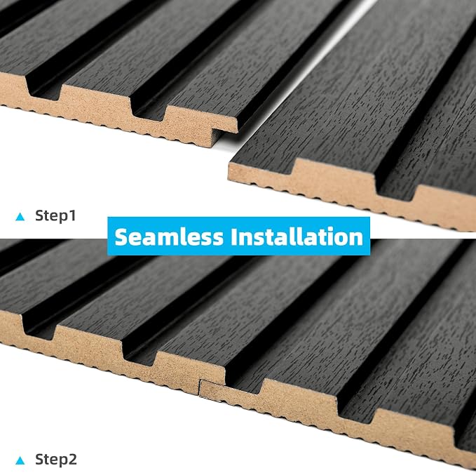 Art3d Wood Slat Wall Panels, Fluted MDF, 6-Pack, 94.6 x 7.4 in, Matte Black | 3D Textured Panels for Accent Walls, Ideal for Living rooms, Bedrooms, Offices, Entryways and Studios - Image 7
