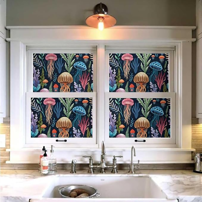 18"x236"Underwater Multicolor Jellyfish Ocean Peel and Stick Self Adhesive Wallpaper Removable Contact Paper Stick on Easy Peel Off Wall Paper for Kitchen Bedroom Bathroom Renter - Image 4