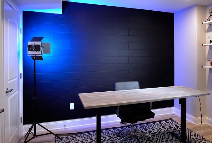 Shiplap Felt Wall Panels, Black, 24 Pack, Modern Wall Paneling, Peel and Stick, Sound Absorbing, 23.25 sq ft - Image 6