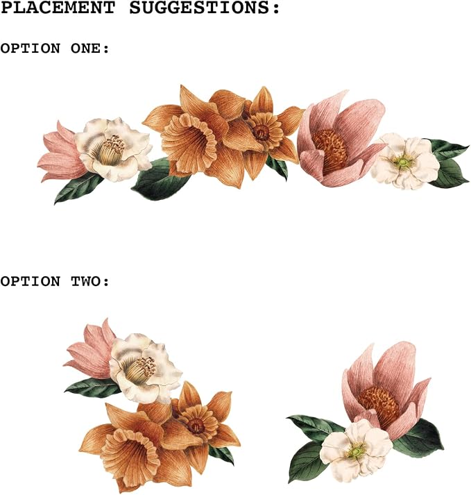 Fabric Peel and Stick Floral Wall Decal, Self-Adhesive Flowers Wallpaper, Wall Stickers for Living Room Bedroom Decor, Vintage Garden-3 PCs - Image 7