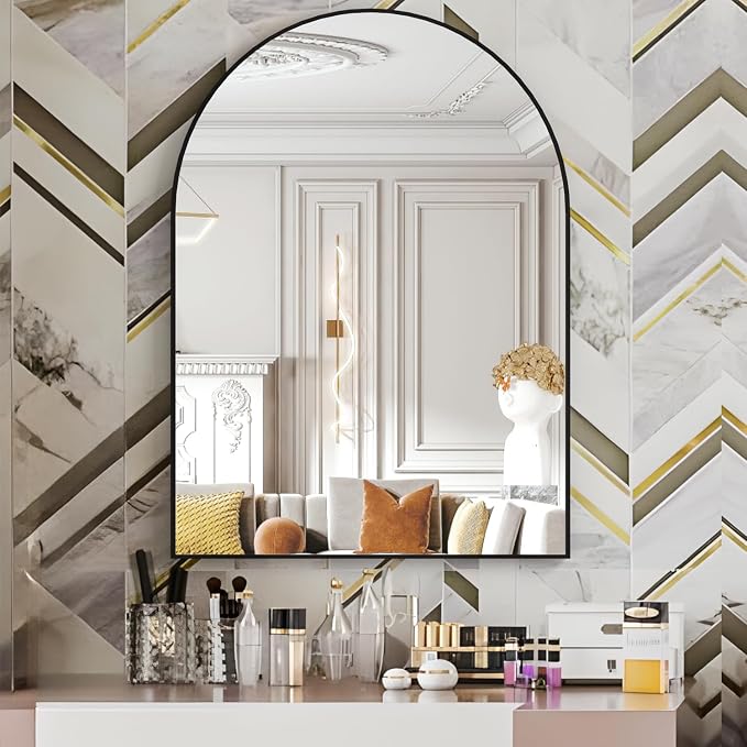 Arched Wall Mirror for Bathroom, 30"x40" Arched Mirror Wall Mounted Mirror with Metal Frame, Black Vanity Mirror Decor for Mantle, Bedroom, Entryway, Living Room - Image 5