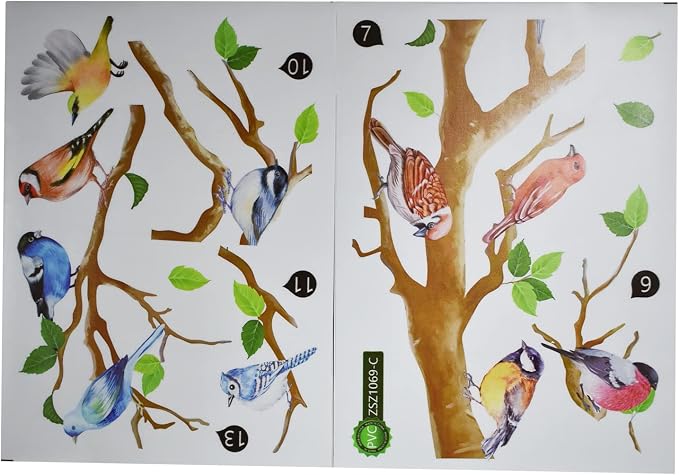 Little Birds on Tree Branches Wall Decal Vinyl Wall Sticker (34 x 34 Inch) | Removable Peel and Stick Art Murals Decor for Bedroom Offices Classroom Living Room Background - Image 8