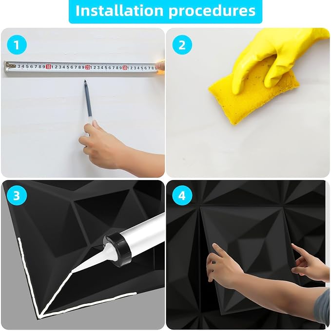 40 PCS 3D Wall Panels for Interior Wall Décor Black 11.8"*11.8" Covering Panels, PVC Textured 3D Wall Tile for Living Room, Bedroom DIY Interior Décor - Image 8