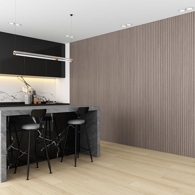 Slat Wall Panel 8-Pack, 118’’x6.3’’, Smoky Oak | WPC Wall Panel for Interior Wall Decor, TV Background, Kitchen, Bedroom - Image 4