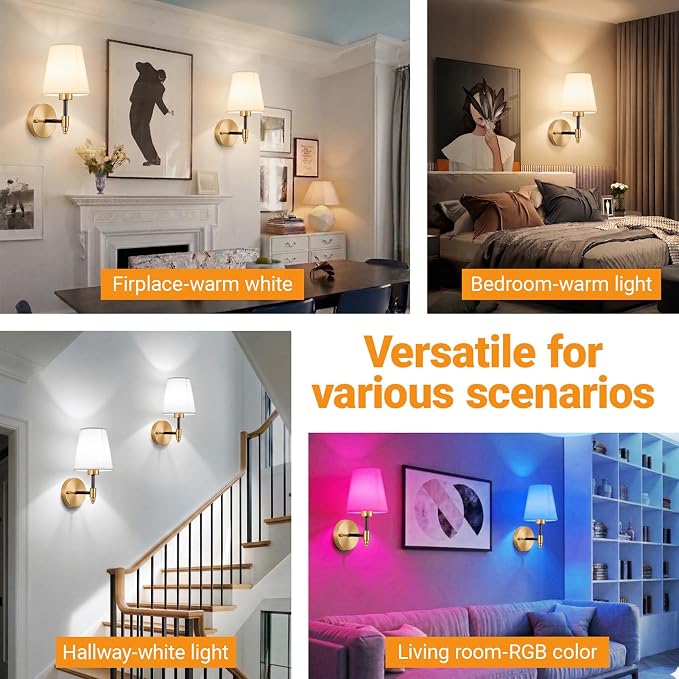Nekhung Battery Operated Wall Sconce, Peel and Stick Sconces Set of 2 | Wireless Adhesive Stick On Wall Sconce, 10000mAh Rechargeable RGB Bulb with Remote, No Drill Wall Light for Bedroom Decor - Image 8