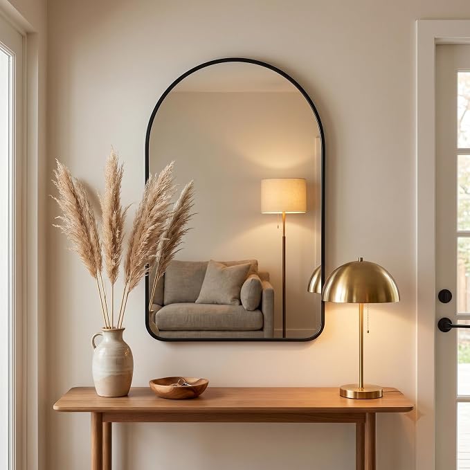 HARRITPURE 26"x38" Arched Bathroom Mirror Wall Mounted Black Arch Mirror - Image 7