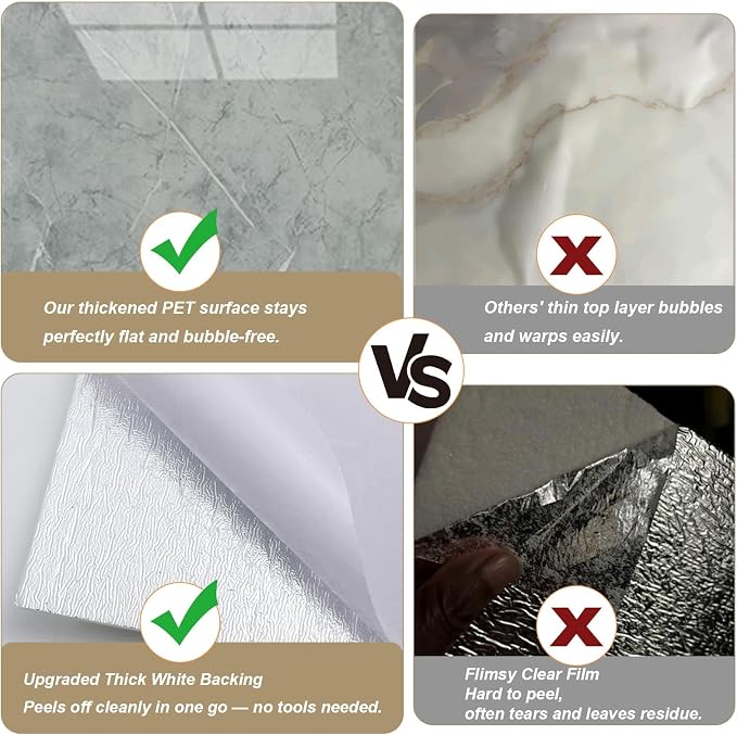 20pcs Peel and Stick Shower Tile Waterproof Marble Tiles Wall Panels 11.8"X11.8" Self-Adhesive Backsplash for Home Bathroom Kitchen Showers (Not Real Tile) - Image 5