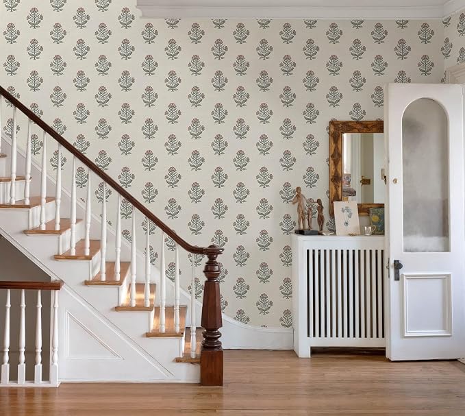 Heroad Pink Floral Wallpaper Cottage Peel and Stick Wallpaper Faux Linen Texture Contact Paper for Cabinets Removable Self-Adhesive Wall Paper for Bedroom Kitchen Renter Friendly Vinyl 17.3''x78.7'' - Image 8