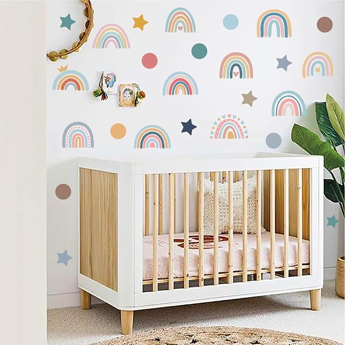 Star Stickers Dots Rainbow Wall Decals for Girls Bedroom, Boho Dot Wall Stickers Peel and Stick Murals Star Decals for Nursery Children Baby Kids Living Room Home Decorations - Image 5