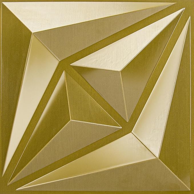 AMZDEPOT 3D Wall Panels, 12''x12'', 20 Pcs, Gold | Interior Wall Decor, 3 Layout Options, PVC Textured Wall Art, for Living Room Bedroom TV Background Gaming Room by AMZDEPOT