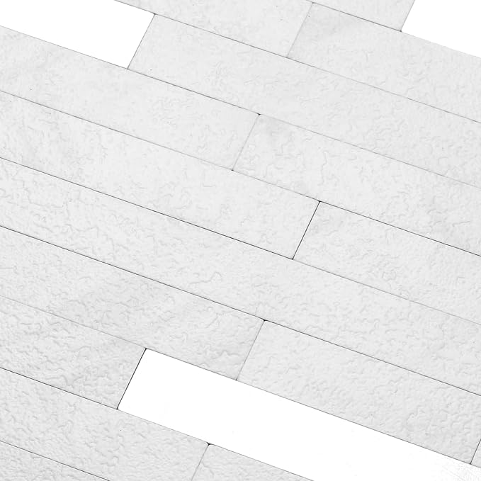 Yipscazo 10 Sheets Peel and Stick Stone Metal Tile Backsplash, Stick on Tiles for Backsplash Kitchen, Bathroom, Laundry Room, Camper, Fireplace (12'' X 12'', White Stone with Metal) - Image 2