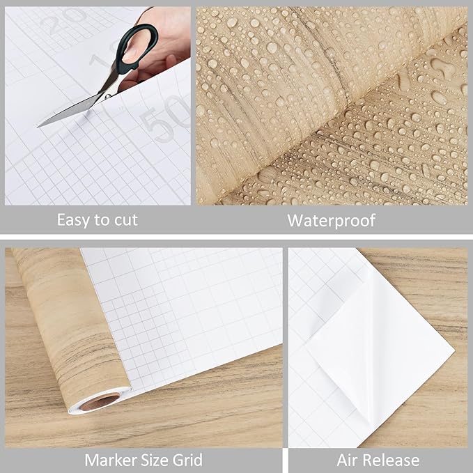 WESTICK Light Wood Grain Contact Paper Peel and Stick Countertop Waterproof | Wood Vinyl Wrap Wallpaper Self Adhesive Kitchen Countertop Contact Paper for Cabinets Drawers Desk Table Walls 15.75"x78" - Image 6