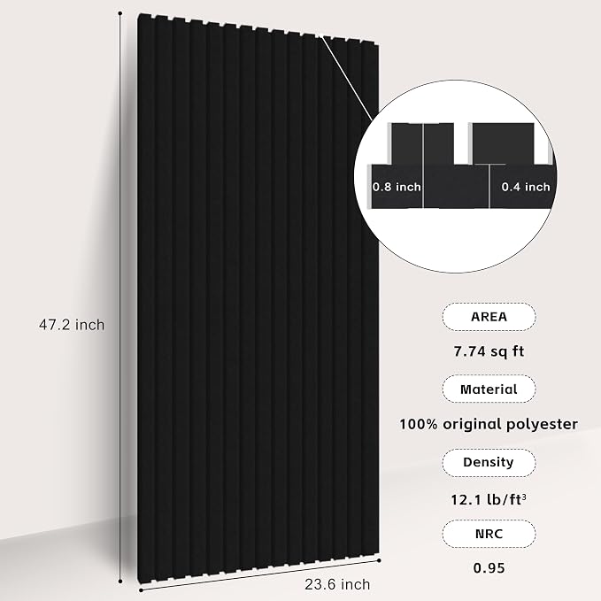 WoveN SounD Acoustic Panels, Black, 2 Pack, 47.2x23.6 in | Self-Adhesive, Peel and Stick, NRC 0.95, Refined Sound, Echo Reduction, Studio, Home, Office, Gaming Room - Image 3