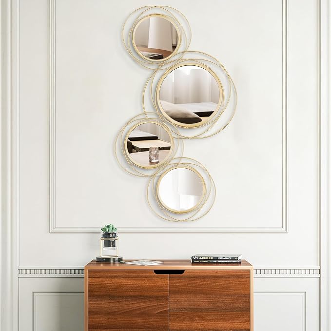 4 Set Circle Mirrors for Wall Decor Living Room Bedroom Entryway - Image 2