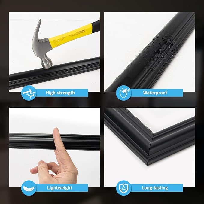 Art3d Pre-Cut Wall Molding Set of 6 pcs, 3 Top 3 Bottom, Black | Ready-to-Assemble Wainscoting Panel, High-Impact, Precision Pre-Cut, DIY-Friendly, Ideal for Indoor Wall Decor, Accent Walls - Image 5