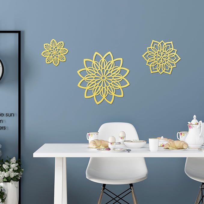 Zzbakress 3 Pcs Metal Flowers Wall Art Bathroom Wall Decor (Gold Elegant) | Farmhouse Flower Bathroom Decor Wall Decorations For Bathroom, Living Room, Office, Kitchen, Hallway And Outdoor - Image 7