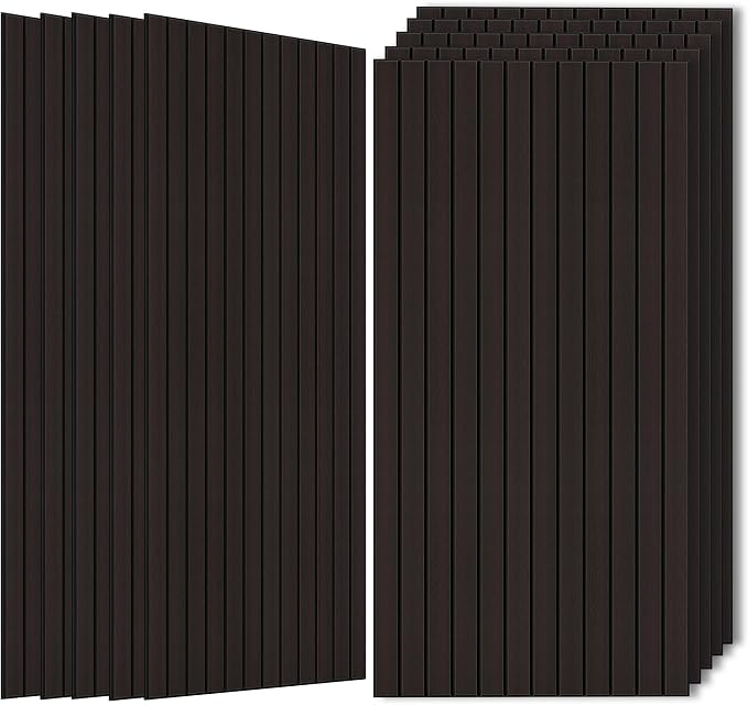Acoustic Wall Panels,10 Pack 47.2”x23.6”x0.35” Sound Panels,Ebony | Simulated Wood Grain Finish Wall Panels,Decorative PVC Wood Veneer Soundproof Panels for Wall, High-Density Polyester Fiber by AUTORIFIC