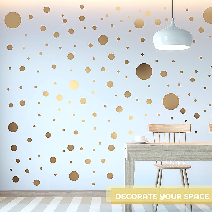 Zonon 264 Pcs Polka Dot Wall Stickers Peel and Stick Vinyl Circle Gold | Removable Dots Decor for Bedroom Nursery Playroom Classroom, Colorful Circle Stickers Easy to Apply and Reposition - Image 6