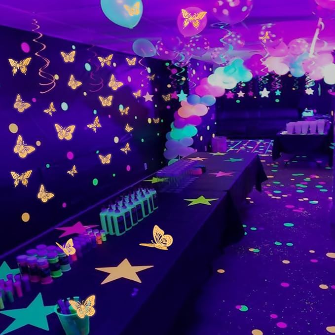 SAOROPEB Glow in The Dark 3D Butterfly 24 Pcs Orange Butterfly Stickers | 3 Sizes, Luminous Butterfly Stickers for Ceiling all, Glow in The Dark Party Supplies, Stickers for Kids Babys Nursery - Image 5