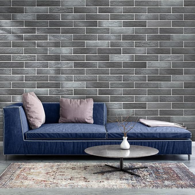 100 Whitewash Grey Faux Brick Wall Tiles, 3D Thin Brick Veneers for Bedroom, Bathroom, Kitchen, Fireplace and Fence Wall Panels (14.2 sq ft) - Image 7