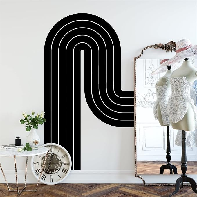 Large Arch Wall Decal Modern Black Vinyl Wall Decor Sticker for Living Room | Geometric stickers, peel and stick, removable, minimalist abstract art murals, self adhesive, for bedroom office home decor - Image 8