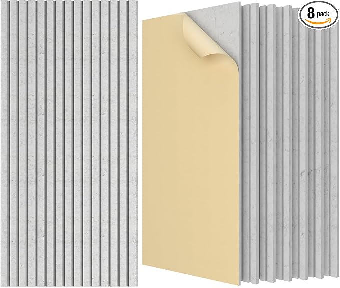 TONOR Large Acoustic Panels Self Adhesive-8 Pack 47.2" X 23.6" X 0.35" | Peel and Stick Acoustic Wall Panels, Decorative Soundproof Wall Panels for Sound Absorbing for Home Office Decor, Gray by TONOR