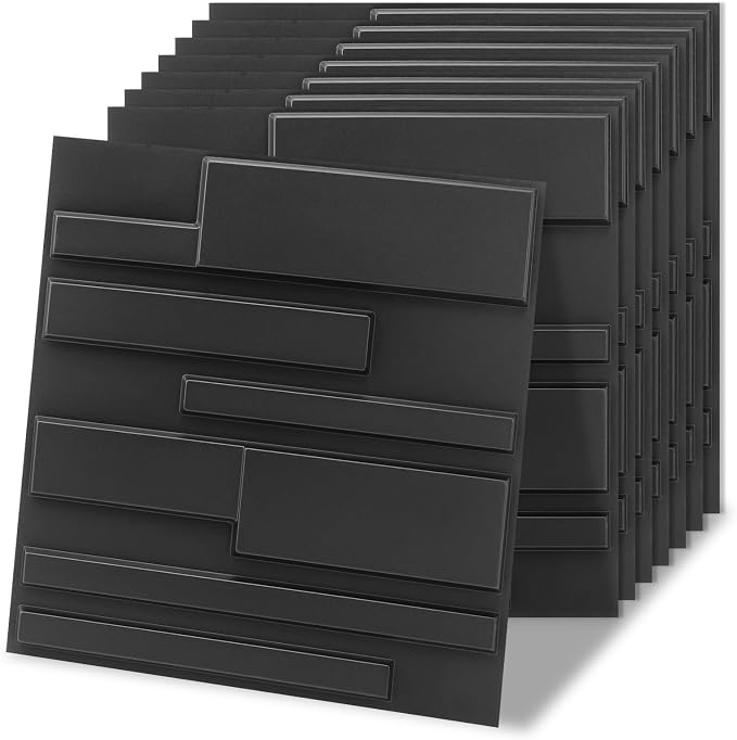 Art3d 20 Pack Decorative 3D Wall Panels, 19 Sq.Feet PVC Interior Wall Décor, 11.8"x11.8", Black by Art3d