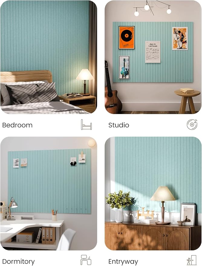 Fluxynara 48" x 36" Large Felt Bulletin Board, Aqua Blue | 12 Pack Cork Board Alternative with 60 Safe Adhesive Tabs, Pin Boards for Wall Decor, Home, Office, Classroom,Dorm - Image 7