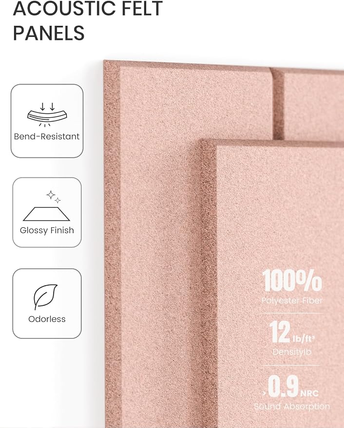 Fluxynara Felt Bulletin Board & Cork Board Alternative, Pink | 36" x 24" Pin board, Removable Adhesive Tabs, Easy Install Without Wall Damage, For Home Office Decor - Image 4