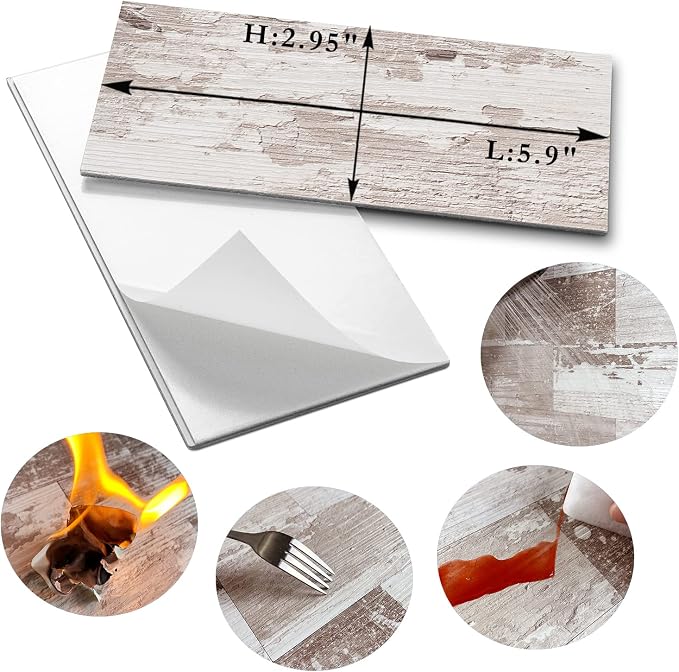 AULIGET 100 Piece Peel and Stick Backsplash PVC Tile, 3 Inch x 6 Inch Brown Birch Stick on Wall Tiles for Backsplash Kitchen, Bathroom, Laundry Room, Camper, Fireplace - Image 5