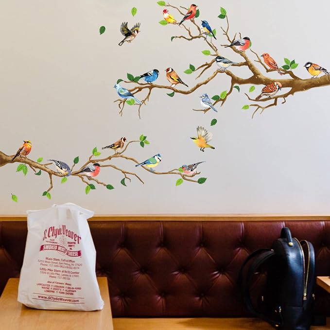 Little Birds on Tree Branches Wall Decal Vinyl Wall Sticker (34 x 34 Inch) | Removable Peel and Stick Art Murals Decor for Bedroom Offices Classroom Living Room Background - Image 5
