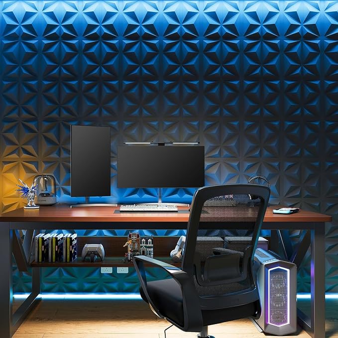 Art3d 20 Pack Decorative 3D Wall Panels, 19 Sq.Feet PVC Interior Wall Décor for TV Background, Bedroom, Living Room, 11.8"x11.8", Black - Image 5