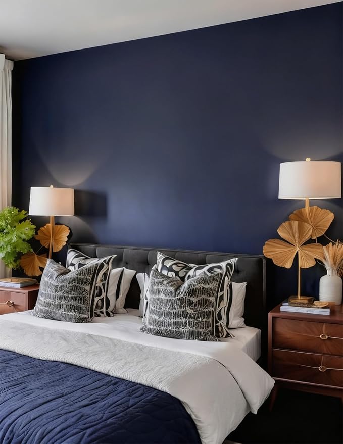 Yasinet Peel and Stick Wallpaper Blue Wallpaper Blue Contact Paper Navy Waterproof Self Adhesive Removable Wall Paper Dark Decorative Covering Countertop Table Vinyl 17.7" X 393.7" - Image 2