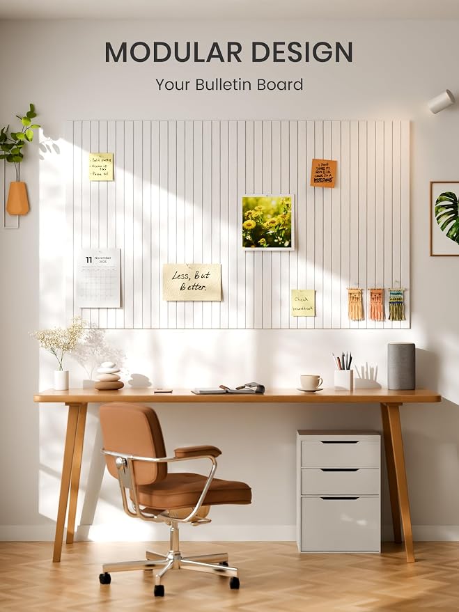 Bumusty 48"x 36" Large Felt Bulletin Board Tiles, Milky White | 12-Pack Cork Board Alternative, Wall Decor, 30 Pushpins, 60 Adhesive Tabs, Vision Board, Office, Classroom, Home, Dorm - Image 7