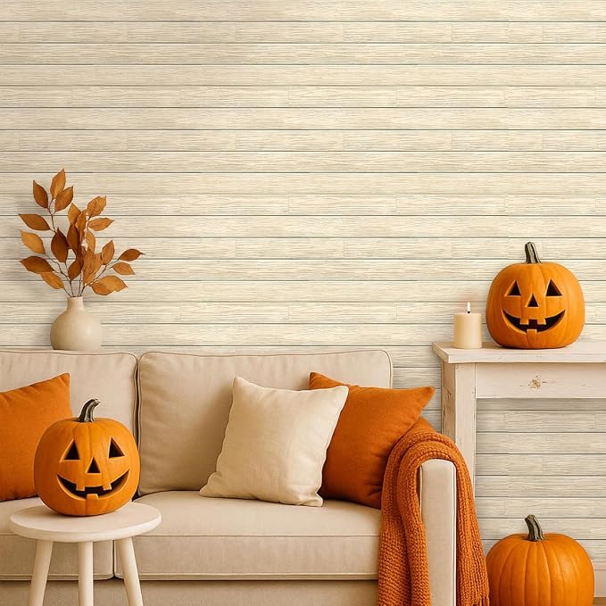 COMSTICKC 3D Faux Wood Wall Sticker Shiplap Peel and Stick, Not Real Wood | Yellow, 10 Pcs 11.8" x 11.8", Lightweight Self-Adhesive Fake Wood Wall Panels Covering for DIY Wall Upgrades, Cover 9.7 sq ft - Image 2