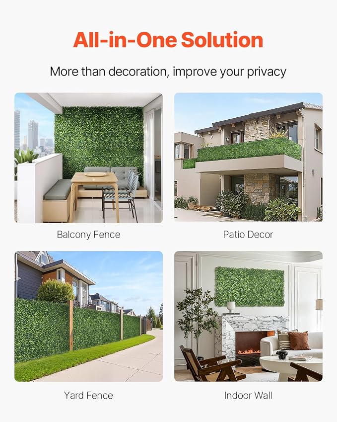 VEVOR Artificial Grass Wall Panels, 40 x 120 inch, Milan Grass Greenery Boxwood Panel for Indoor Outdoor Green Decor & Ivy Fence Covering, Privacy Backdrop Wall Hedge Screen for Garden - Image 5