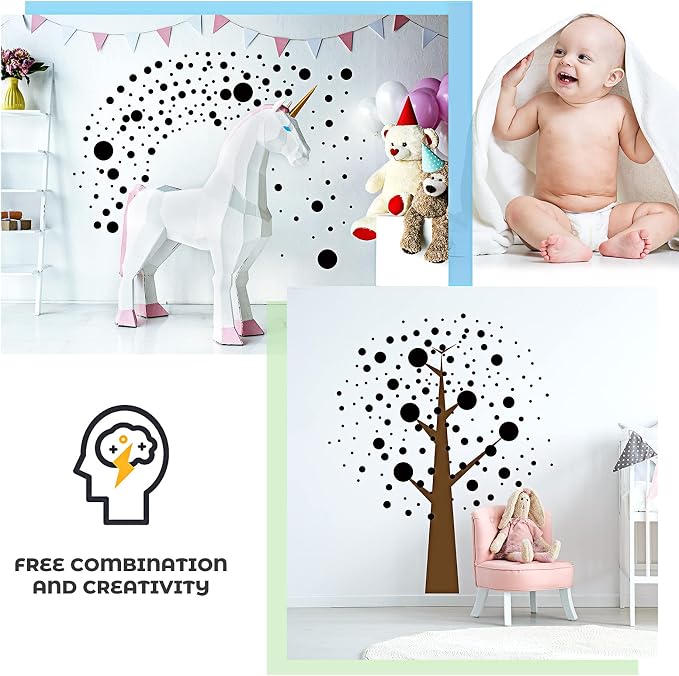 Zonon 264 Pcs Polka Dot Wall Stickers, Vinyl Peel Stick Removable Black | Circle Dots Decals for Classroom Nursery Bedroom Playroom, Easy to Apply and Remove Without Damage, Kids Room Decor - Image 2