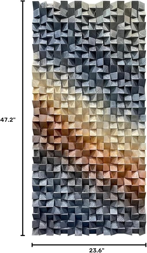 LIUZEYUE Narrow Statement 3D Wooden Wall Decor with Raised Mosaic Surface | 3D wood wall art; charcoal and copper, hand-finished color; entryway narrow wall accent; 23.6 x 47.2 in - Image 10