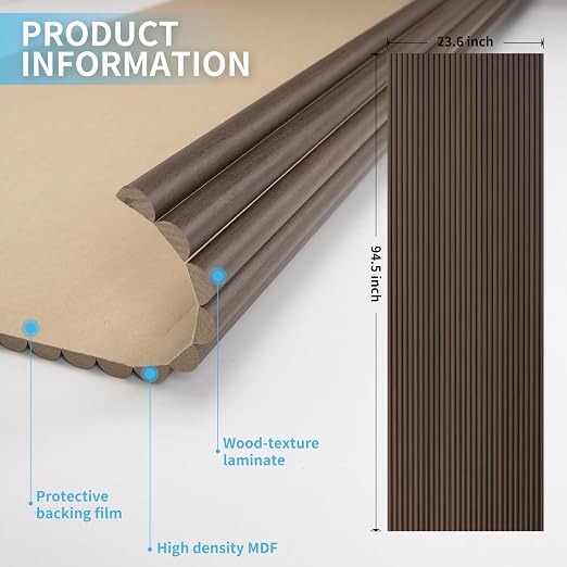 Art3d Roll-Flat Beaded Wood Slat Wall Panel, 1-Pack, 94.5 x 23.6 in, Walnut | Flexible, Durable, Crack Resistant, Glue on, Easy to Install, for New Home Buyer, Future Mover to Upgrade Office, Living Room - Image 7