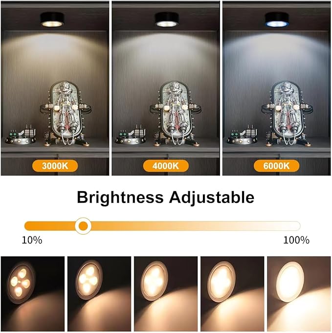Xuolder Battery Operated Picture Lights Magnetic Paining Light with Remote | 3Pcs LED Wireless Wall Light with 3 Lighting Dimmable Timer Art Display Light for Poster Artwork Home Wall Decor Puck Lights - Image 3