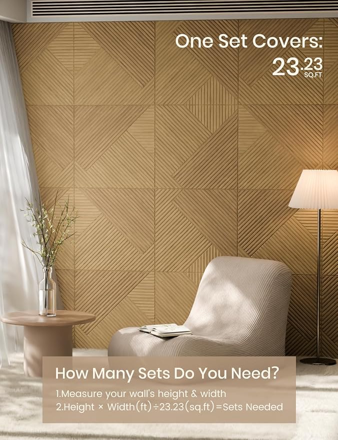 Fluxynara 6-Pack Felt Bulletin Board,Natural Oak Diamond Chevron-1 | 70.87" x 47.24" Cork Board Alternative, Acoustic Wall Panels with 60 Adhesive Tabs for Recording Studios and Home Offices - Image 7
