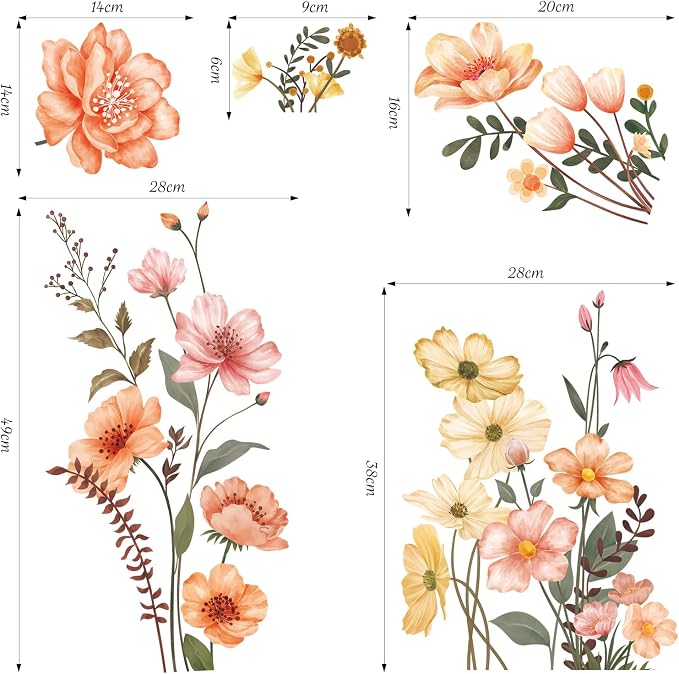 SHUCHING Boho Flower Wall Decal for Girl Room, Garden Floral Wall Sticker | Wildflower Wall Art Decor for Bedroom Living Room - Image 6