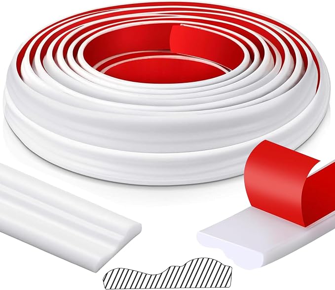 32.8ft x 1.6 Inch Flexible Peel and Stick Molding Trim for Wall, Baseboard, Backsplash, Tile Edge, Chair Rail, Mirror-self Adhesive Moulding Trim for Bathroom Wall Door Floor Window, White by Innconee