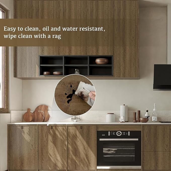 Wood Contact Paper, Walnut Wood Peel and Stick Wallpaper for Cabinets Textured, Self Adhesive Waterproof Wood Grain Wall Paper Easy to Clean for Furniture Countertops Drawer Shelf Liner 15.7"×472.4" - Image 4