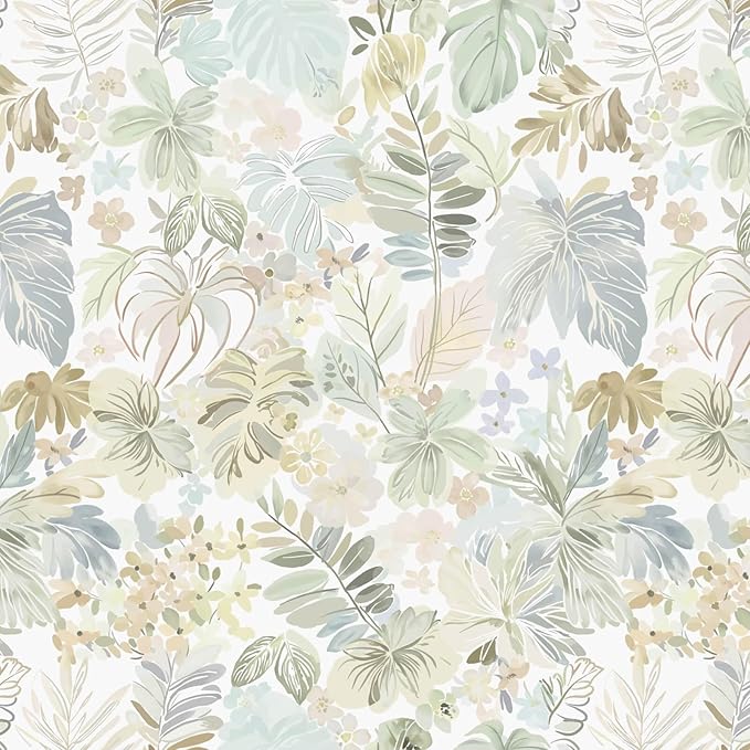 Heroad Boho Peel and Stick Wallpaper Tropical Wall Paper Botanical Floral Contact Paper 17.3''X393'' Removable Self Adhesive Wallpaper for Bathroom Kitchen Cabinet Waterproof Thicken Decor Vinyl Roll by HeroadBrand