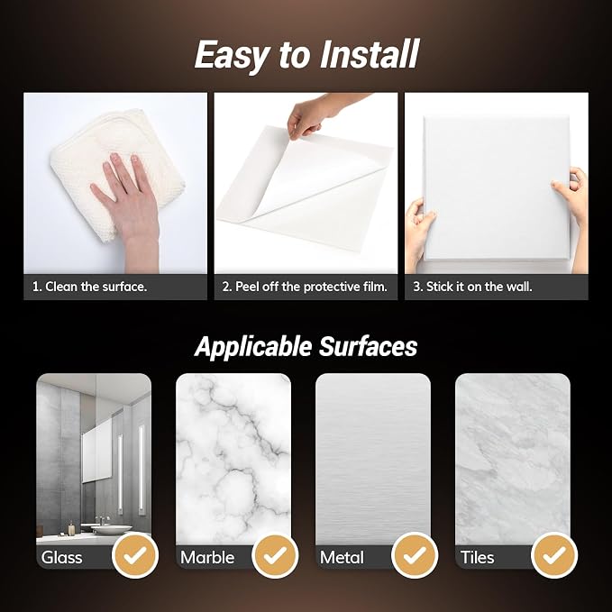 TONOR 12 Pack Acoustic Panels Self-adhesive, 11.6"x 11.6"x 0.4" Square Soundproof Wall Panels, Noise Dampening Insulation Treatment Wall Decor Sound Absorbing Padding for Recording Studio Home, White - Image 7
