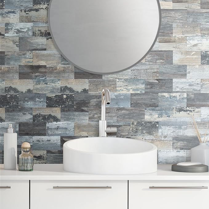 AULIGET 100-Piece Subway Tiles Peel and Stick Backsplash PVC Tile, 3" x 6" Vintage Wood Stick on Tiles for Backsplash Kitchen, Bathroom, Laundry Room, Camper, Fireplace - Image 6