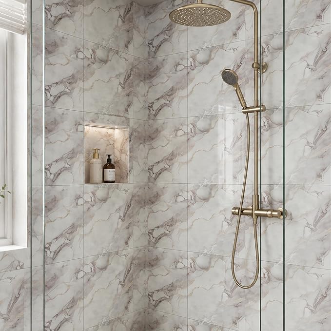 10pcs Peel and Stick Shower Tile Waterproof Marble Tiles Wall Panels | 11.8"X11.8" Self-Adhesive Backsplash for Home Bathroom Kitchen Showers (Not Real Tile) - Image 3