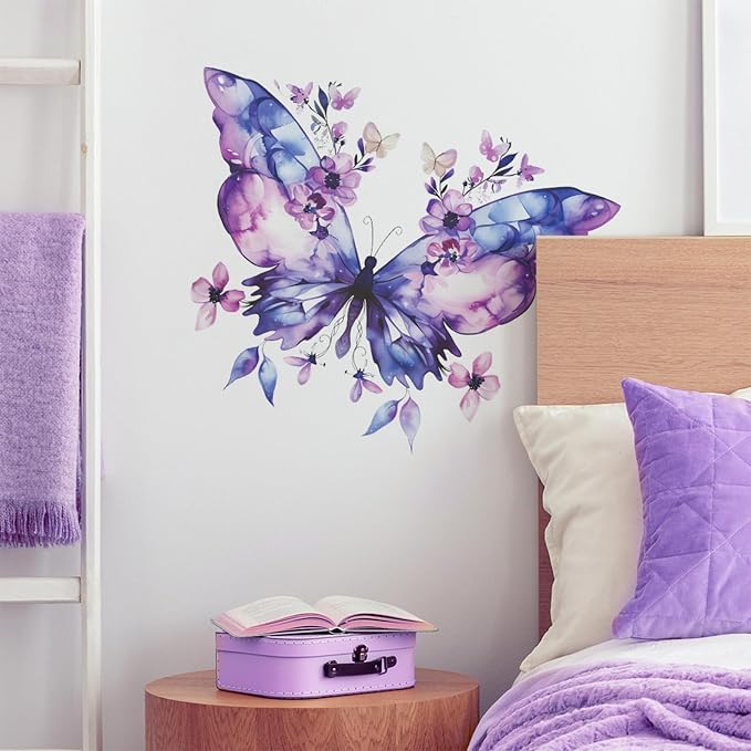 TUOKING Purple Butterfly Wall Stickers Removable PVC Wall Decals | Peel and Stick Floral Wall Art Murals Home Decor for Kitchen,Bedroom,Living Room(fun-e89) - Image 4