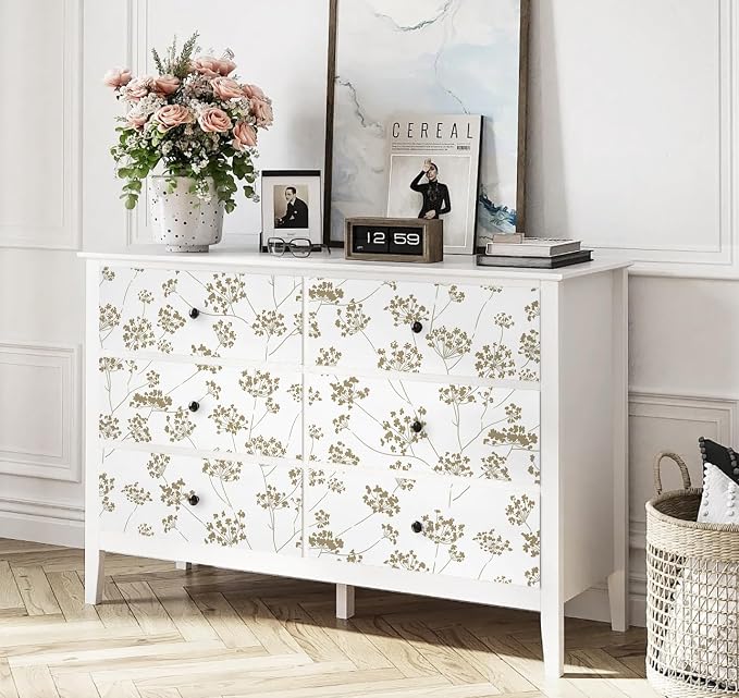 Hopepak Floral Peel and Stick Wallpaper Beige Contact Paper for Bedroom Leaf Removable Self Adhesive Wall Paper for Bathroom Modern Wallpaper for Walls Cabinets Shelf Liner Vinyl 17.3" x 78.7" - Image 8